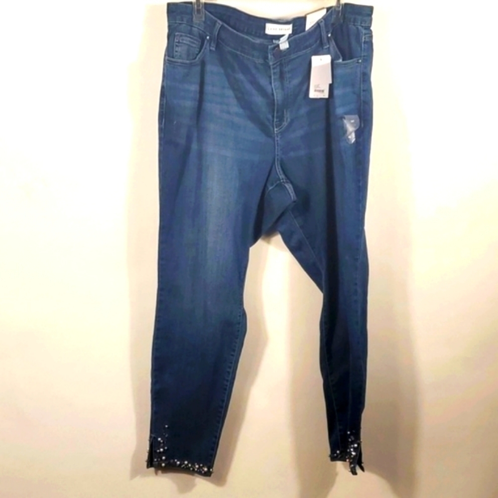 Lane Bryant Mid Rise Signature Fit Ankle Jeans Size 20 Plus NWT Beads